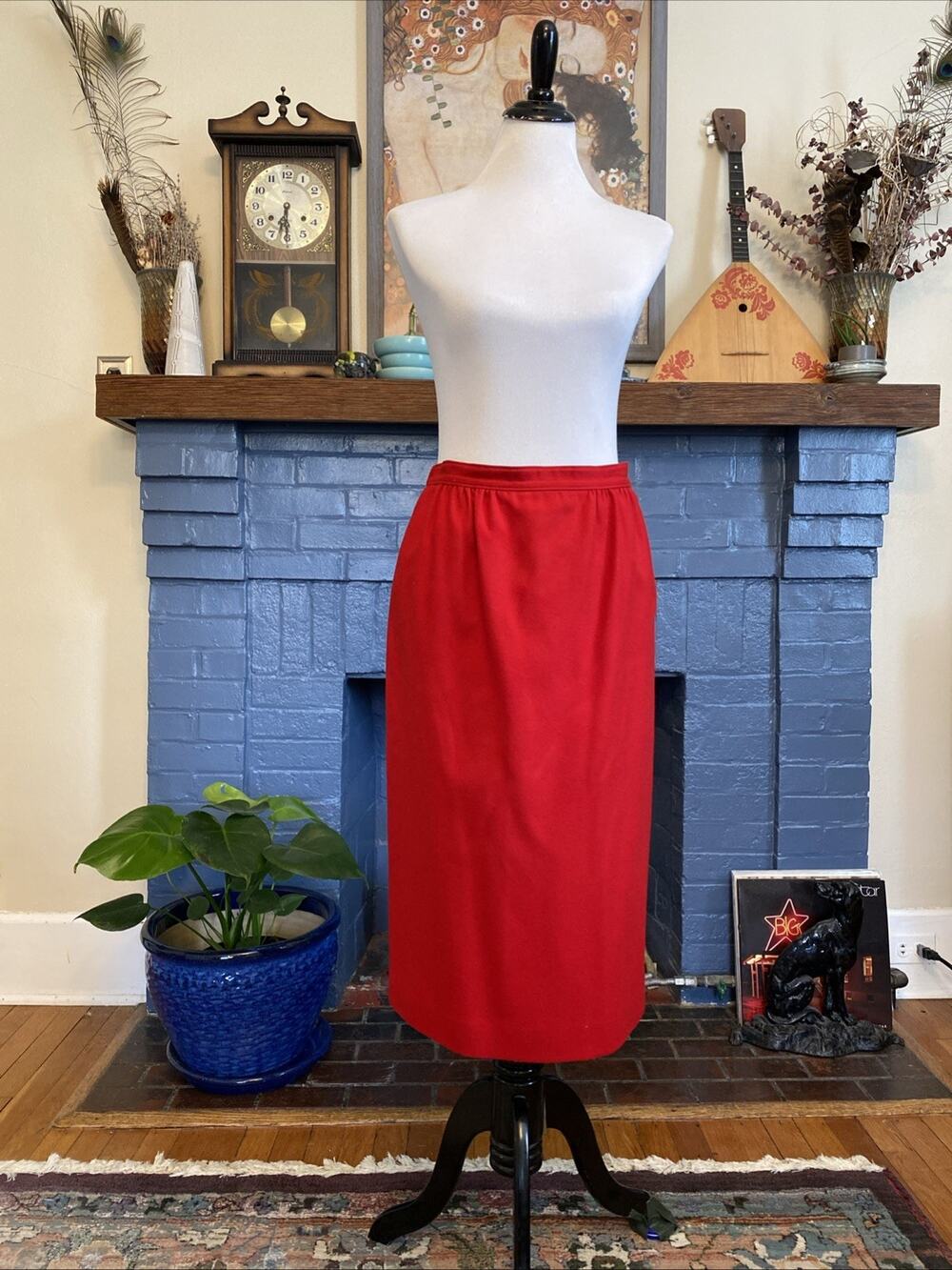 Vintage PENDLETON Virgin Wool Pencil Womens Skirt 12 Waist 30” Red USA